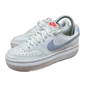Nike Women Size 7 Court Vision Alta Platform White/Silver DV2176
